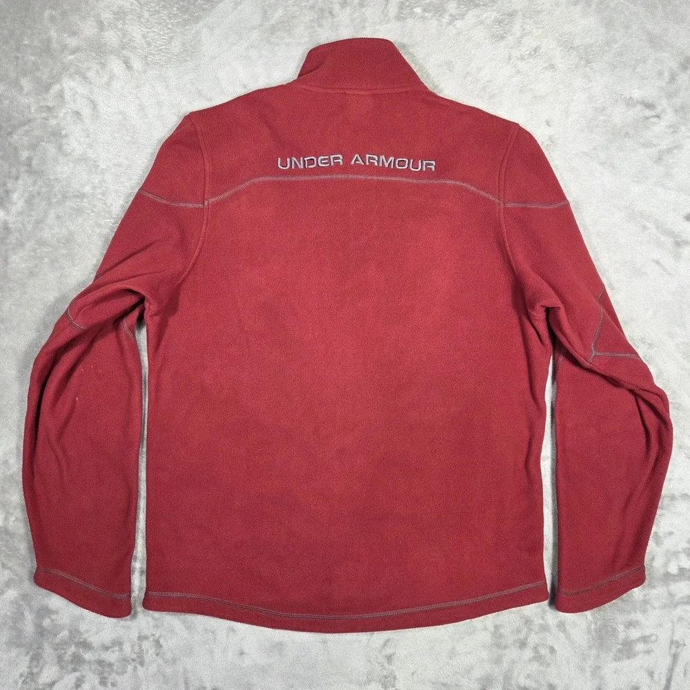 Under Armour Mens Red Fleece Full Zip Mock Neck Sweater M Athleisure Gym Workout